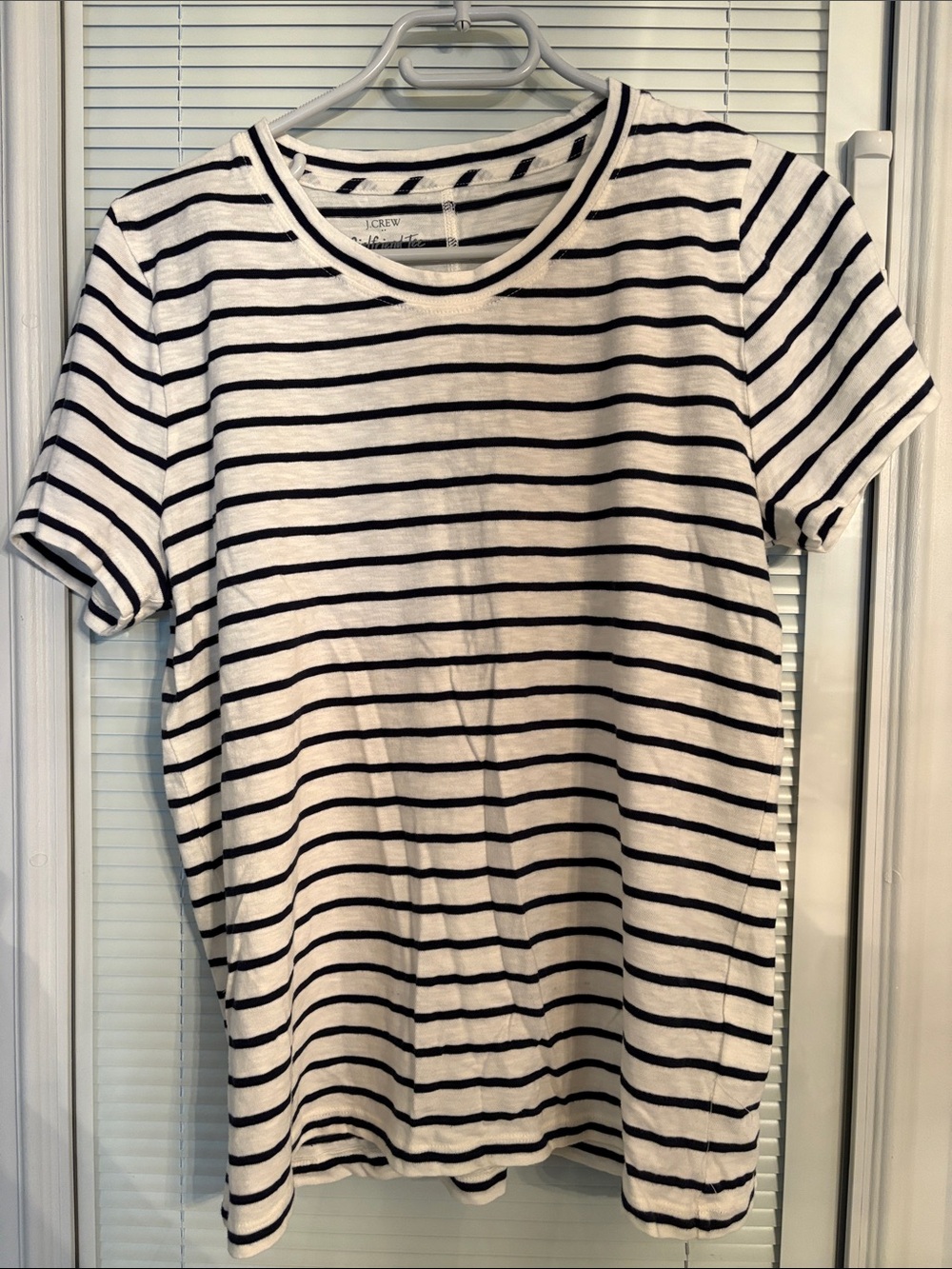 J. Crew White Tee with Black Horizontal Stripes